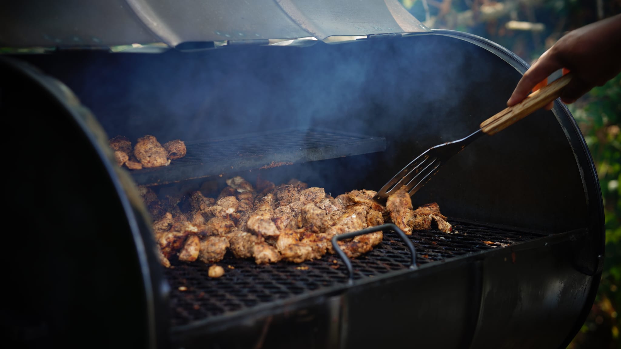 Chicken grilling on BBQ